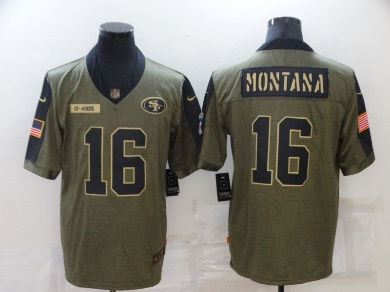 Men's San Francisco 49ers Joe Montana #16 Brown Player Game Jersey1 football jersey product view 1