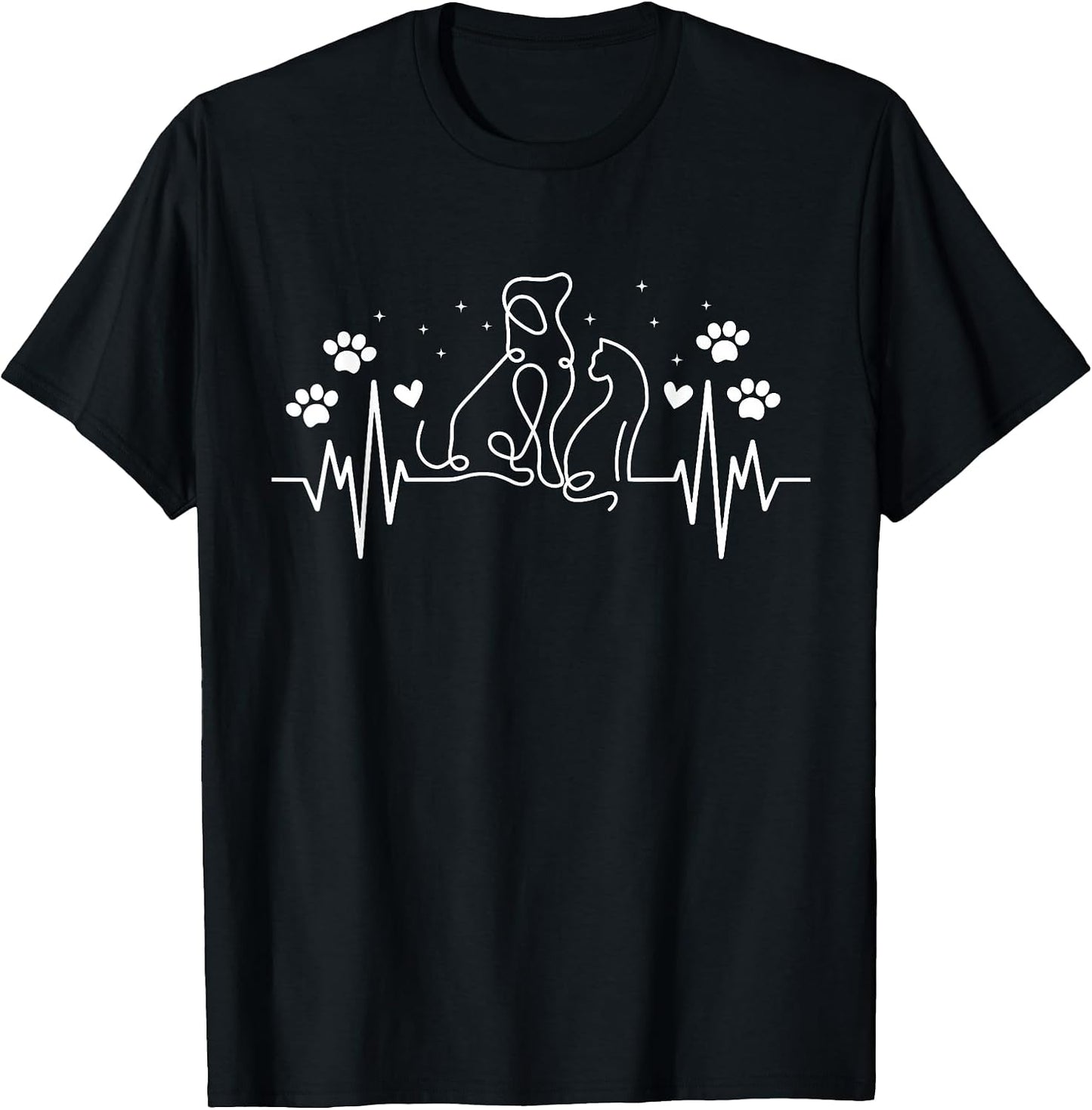 Line Art Veterinary Heartbeat Dog and Cat Lovers Vet - Adult & Kids T-Shirts, Sweatshirts & Hoodies apparel design preview 1