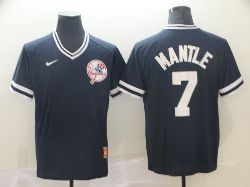 Men's New York Yankees Mickey Mantle #7 Navy Replica Player Jersey1 baseball jersey product view 1