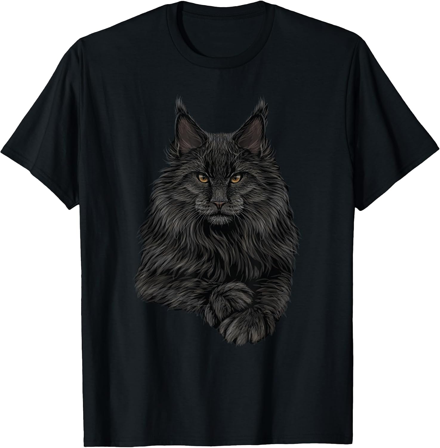 Realistic Cute Maine Coon cat Sitting for Lovers - Adult & Kids T-Shirts, Sweatshirts & Hoodies apparel design preview 1