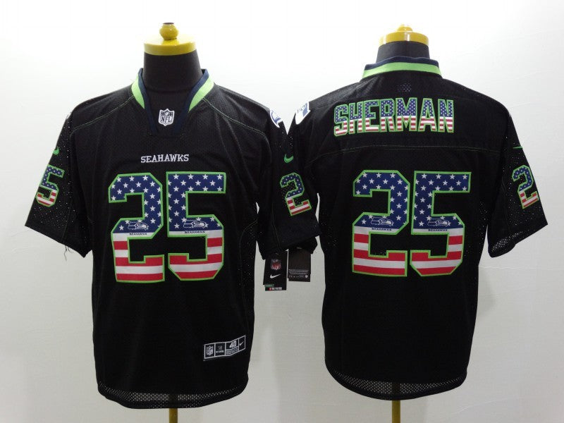 Men's Seattle Seahawks Richard Sherman #25 Black Game Jersey1 football jersey product view 1
