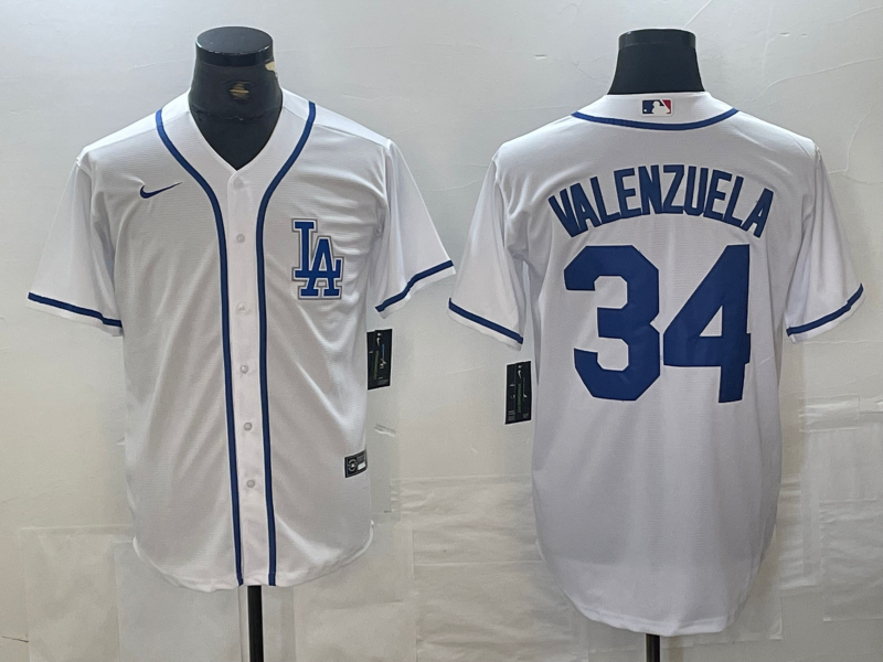 Men's Los Angeles Dodgers Fernando Valenzuela #34 White Limited Player Jersey1 baseball jersey product view 1