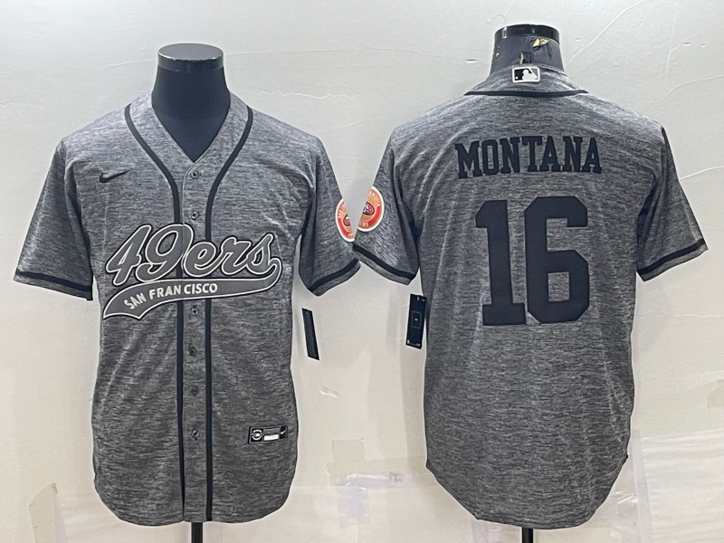Men's San Francisco 49ers Joe Montana #16 Grey Game Jersey1 Joint Edition football jersey product view 1