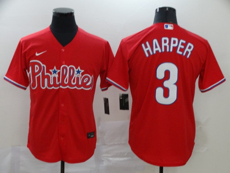 Men's Philadelphia Phillies #3 Bryce Harper Majestic Red Jersey1 baseball jersey product view 1