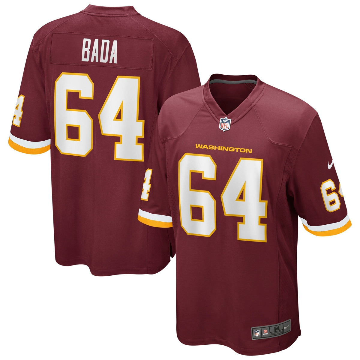 David Bada Washington Football Team Nike Game Jersey - Burgundy football jersey product view 1