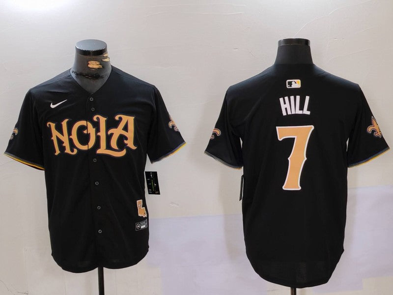 Men's New Orleans Saints Taysom Hill #7 Black Player Game Jersey1 football jersey product view 1