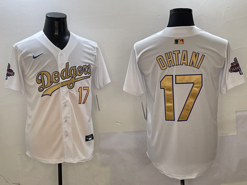 Men's Los Angeles Dodgers Shohei Ohtani #17 White 2025 Gold Collection Limited Jersey1 baseball jersey product view 1