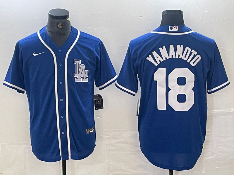 Men's Los Angeles Dodgers Yoshinobu Yamamoto #18 Blue Limited Player Jersey1 baseball jersey product view 1