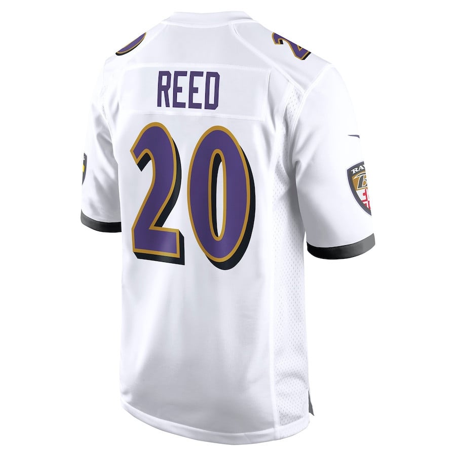 Ed Reed 20 Baltimore Ravens Men Retired Game Jersey - White football jersey product view 3