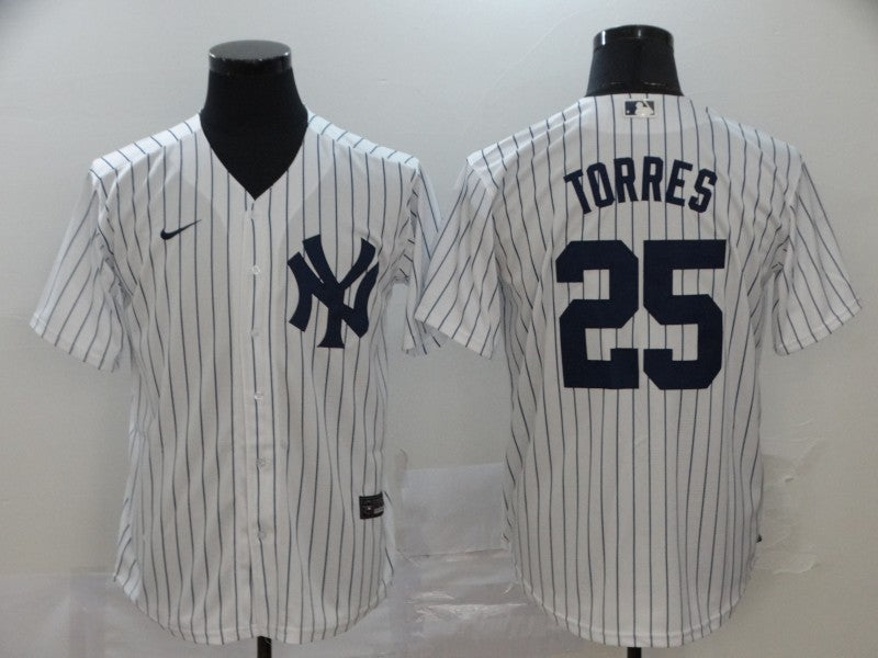 Men's New York Yankees Gleyber Torres #25 White Replica Baseball Jersey1 baseball jersey product view 1