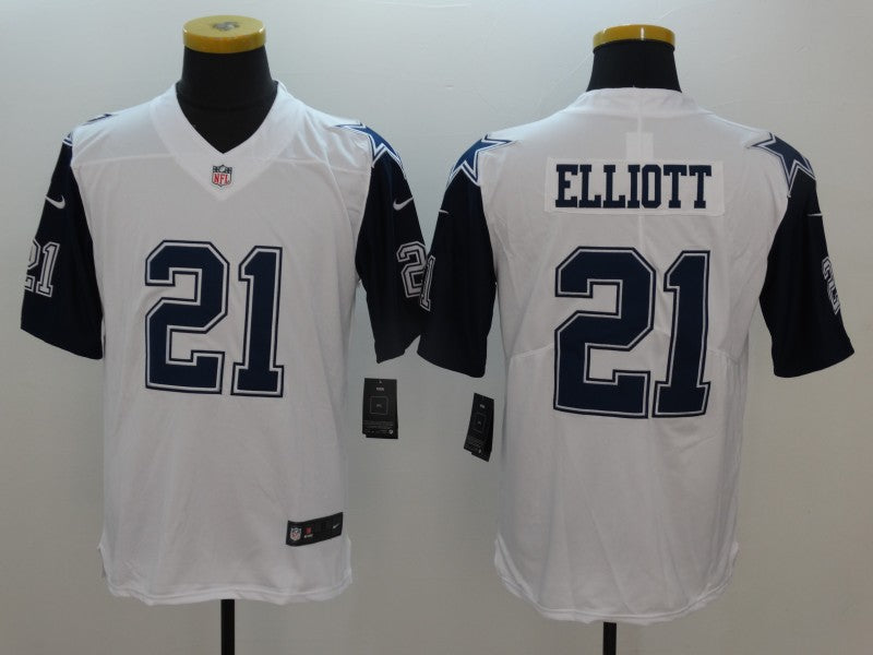 Men's Dallas Cowboys Ezekiel Elliott #21 White Game Jersey1 football jersey product view 1