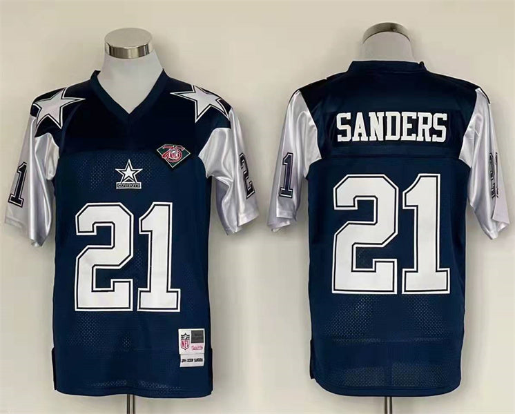 Men's Dallas Cowboys Deion Sanders Navy Legacy Replica Jersey1 football jersey product view 1