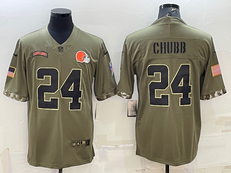 Men's Cleveland Browns Nick Chubb #24 Olive 2022 Salute To Service Limited Jersey1 football jersey product view 1