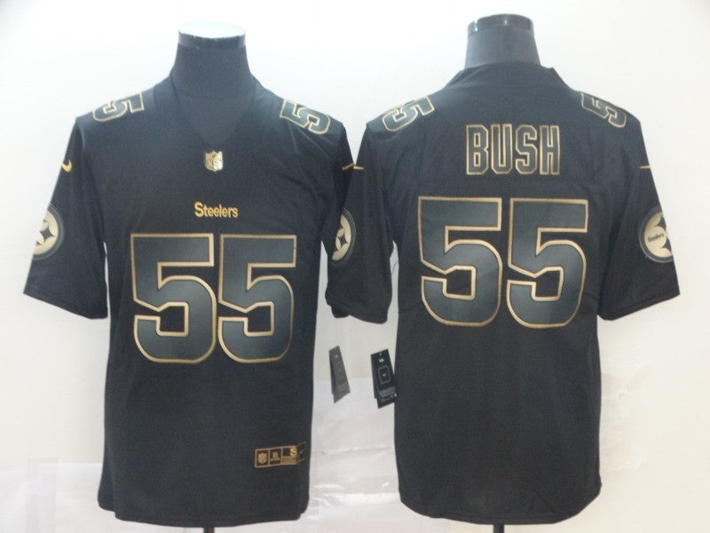 Men's Pittsburgh Steelers Devon Bush Jr. #55 Black Game Player Jersey1 football jersey product view 1