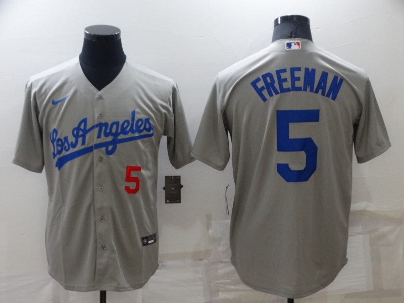 Men's Los Angeles Dodgers Freddie Freeman #5 Gray Replica Player Jersey1 baseball jersey product view 1