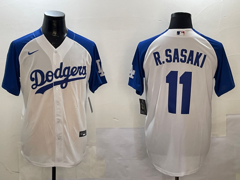 Men's Los Angeles Dodgers Roki Sasaki #11 White Replica Game Jersey baseball jersey product view 1