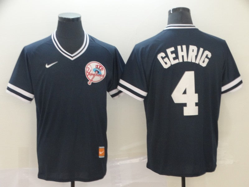 Men's New York Yankees Lou Gehrig #4 Navy Replica Baseball Jersey1 baseball jersey product view 1