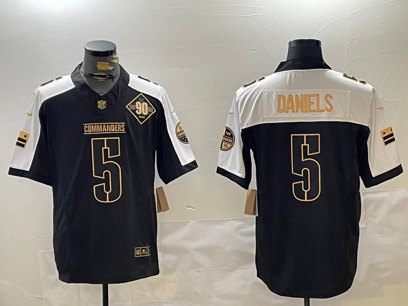 Men's Washington Commanders Jayden Daniels #5 Black Game Player Jersey1 football jersey product view 1