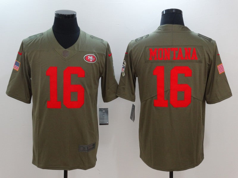 Men's San Francisco 49ers Joe Montana #16 Brown Alternate Game Jersey1 football jersey product view 1