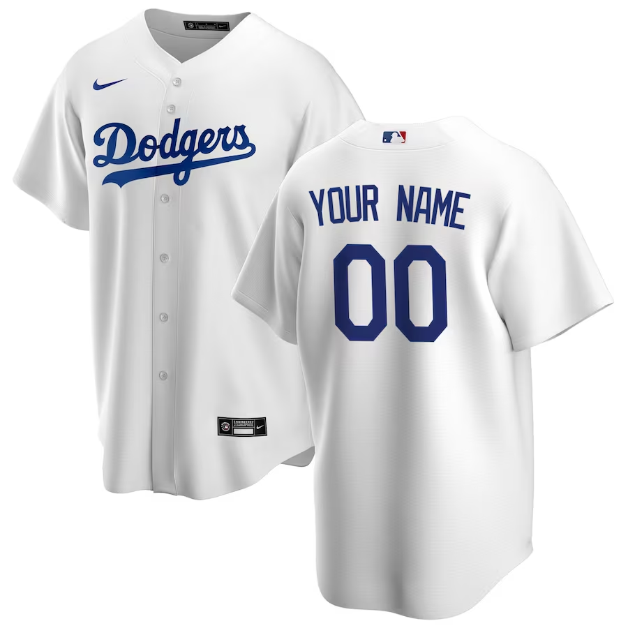 Men's Los Angeles Dodgers White Home Replica Custom Jersey1 baseball jersey product view 1