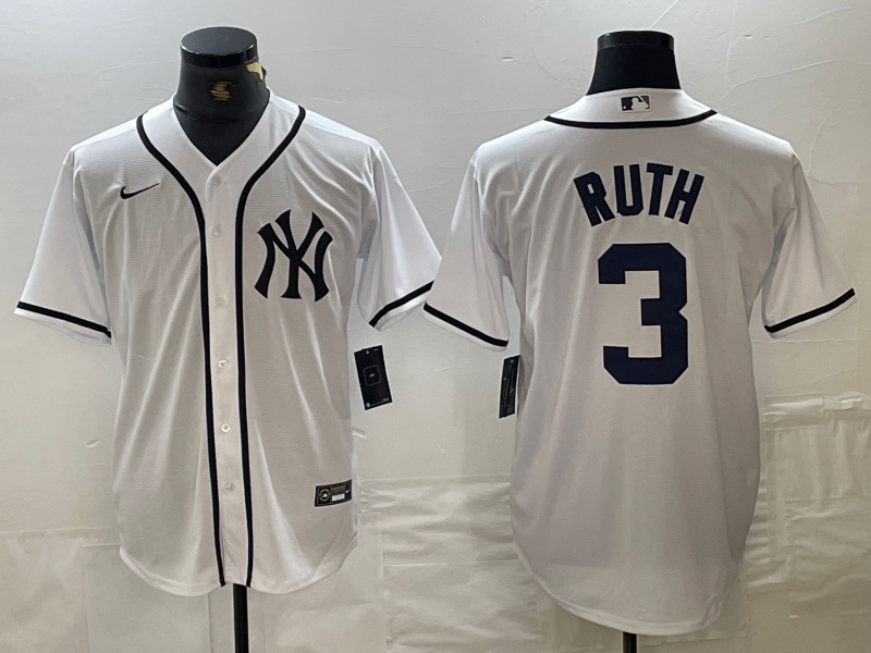 Men's New York Yankees Babe Ruth #3 White Limited Game Jersey1 baseball jersey product view 1