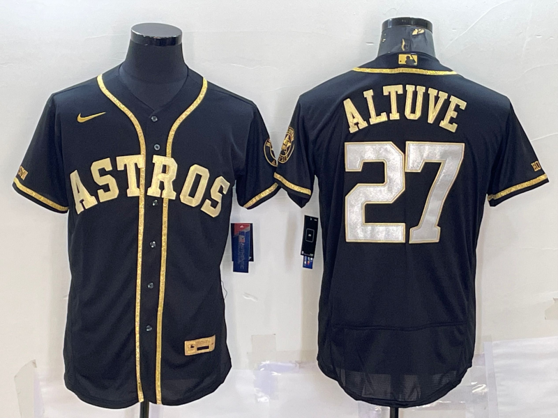 Men's Houston Astros Jose Altuve #27 Black Replica Baseball Jersey1 baseball jersey product view 1