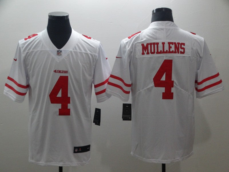 Men's San Francisco 49ers Nick Mullens #4 White Game Jersey1 football jersey product view 1