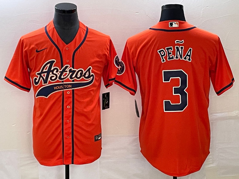 Men's Houston Astros Jeremy Pena #3 Orange Replica Jersey1 Joint Edition baseball jersey product view 1