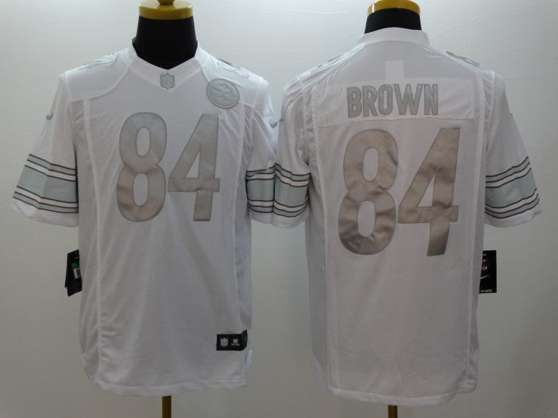 Men's Pittsburgh Steelers Antonio Brown #84 White Game Player Jersey1 football jersey product view 1