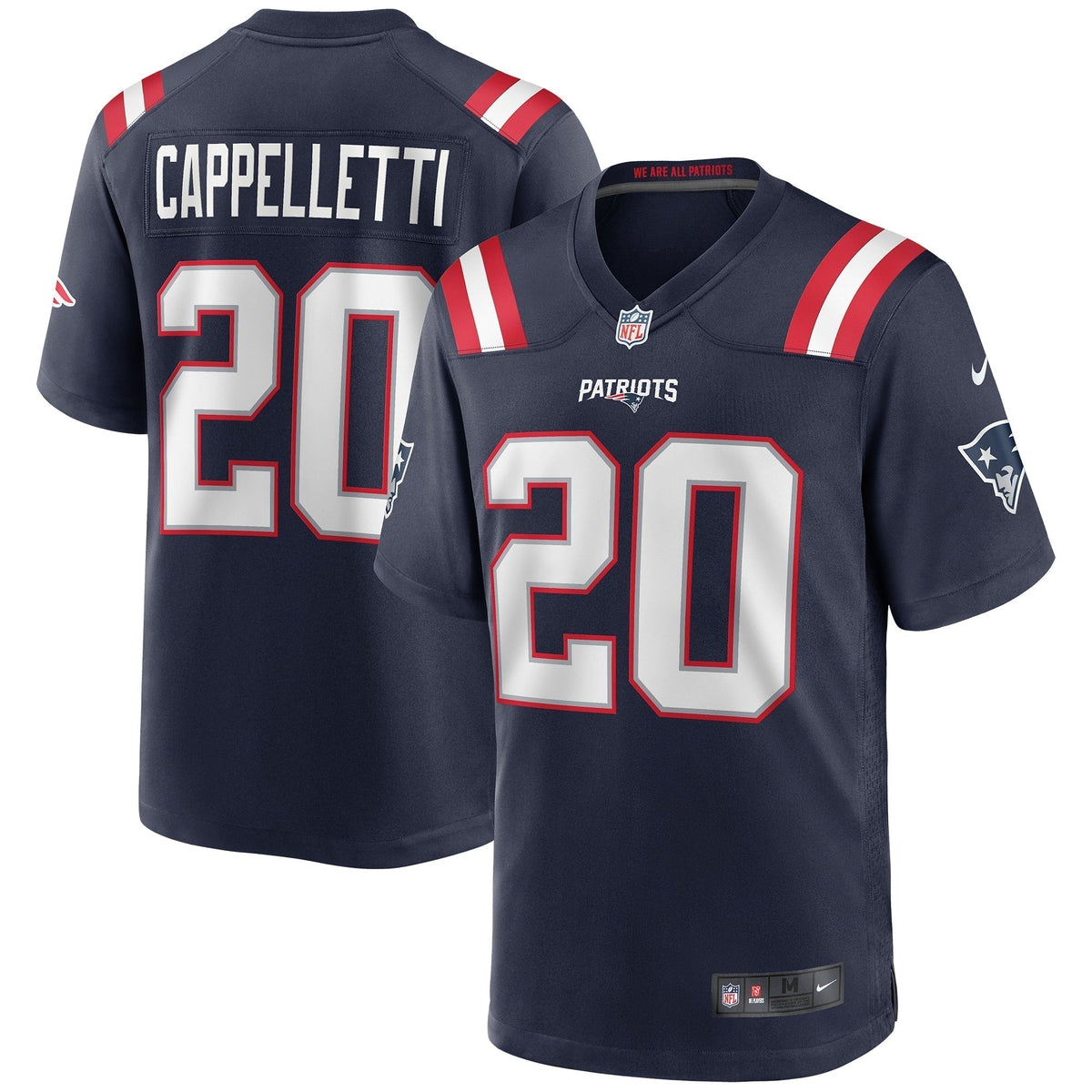 Gino Cappelletti New England Patriots Nike Game Retired Jersey - Navy football jersey product view 1