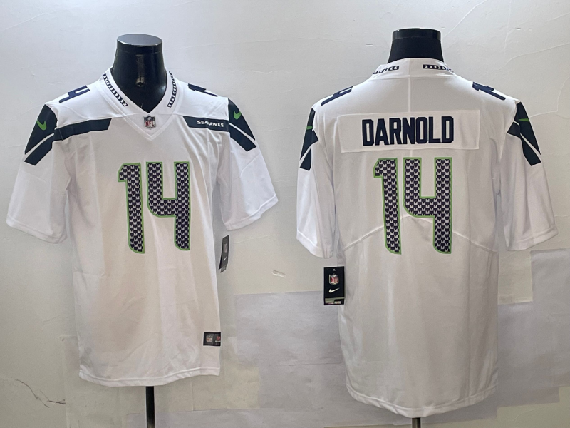 Men's Seattle Seahawks Sam Darnold #14 White Game Player Jersey1 football jersey product view 1