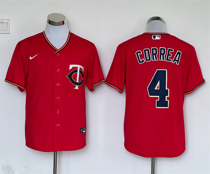 Men's Minnesota Twins Carlos Correa #4 Red Replica Player Jersey1 baseball jersey product view 1