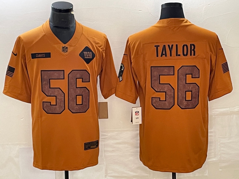 Men's New York Giants Lawrence Taylor #56 Brown 2023 Salute To Service Retired Player Limited Jersey1 football jersey product view 1