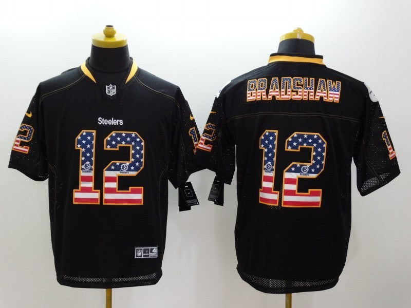 Men's Pittsburgh Steelers Terry Bradshaw #12 Black Player Jersey1 football jersey product view 1