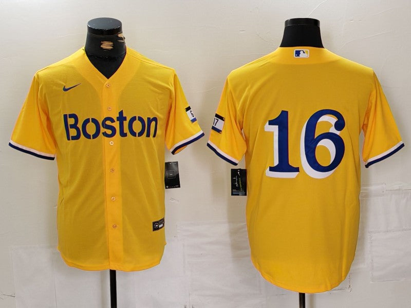 Men's Boston Red Sox Jarren Duran #16 Gold City Connect Replica Player Jersey1 baseball jersey product view 1