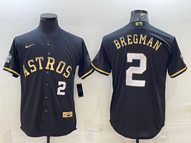 Men's Houston Astros Alex Bregman #2 Black Alternate Replica Player Jersey baseball jersey product view 1