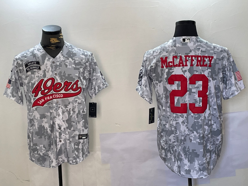 Men's San Francisco 49ers Christian McCaffrey #23 Arctic Camo Salute to Service Limited Jersey1 football jersey product view 1