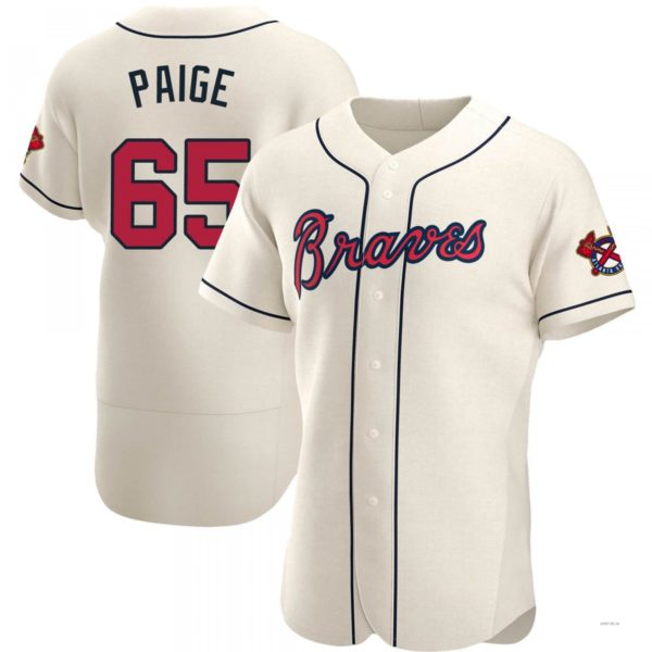 Atlanta Braves #65 Satchel Paige Cream Alternate Jersey Stitches Baseball Jerseys baseball jersey product view 1