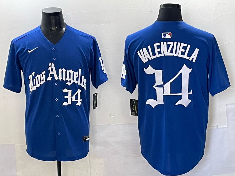 Men's Los Angeles Dodgers Fernando Valenzuela #34 Royal Alternate Game Jersey baseball jersey product view 1