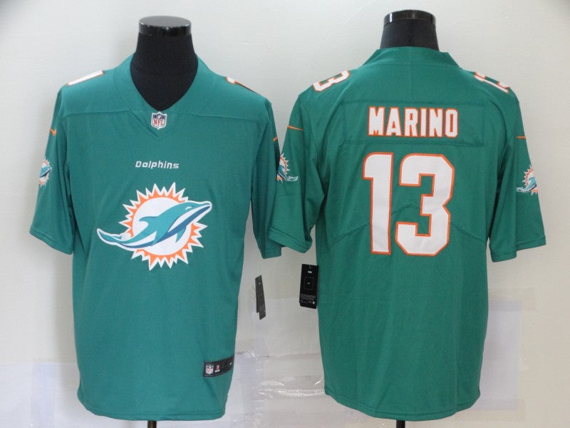 Men's Miami Dolphins Dan Marino #13 Green Player Game Jersey1 football jersey product view 1