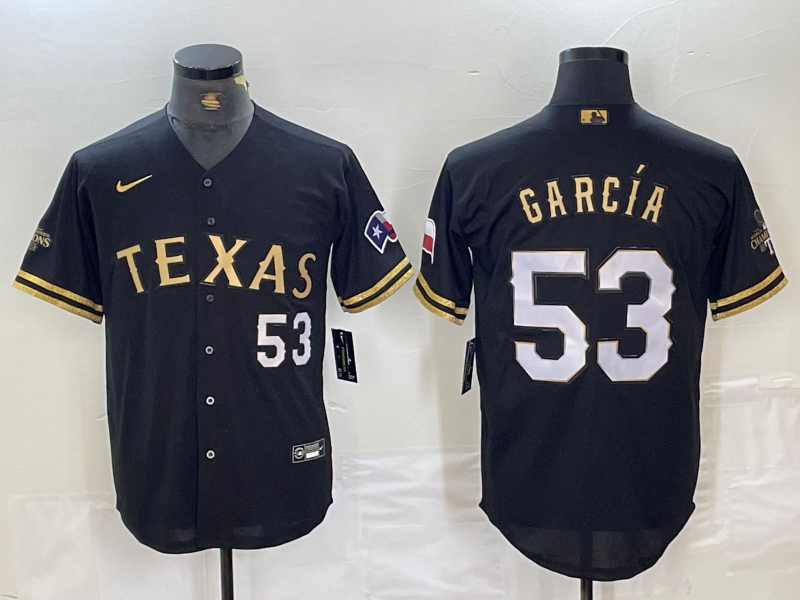 Men's Texas Rangers Adolis Garcia #53 Black Replica Team Jersey1 baseball jersey product view 1