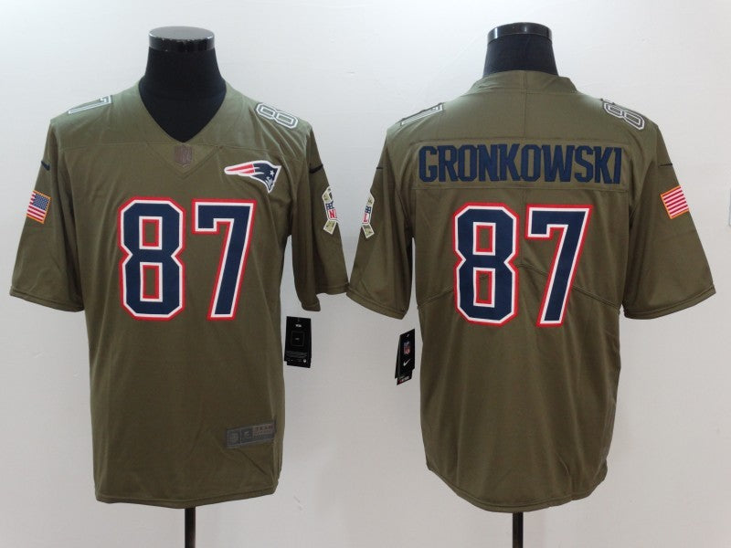 Men's New England Patriots Rob Gronkowski #87 Brown Game Jersey1 football jersey product view 1