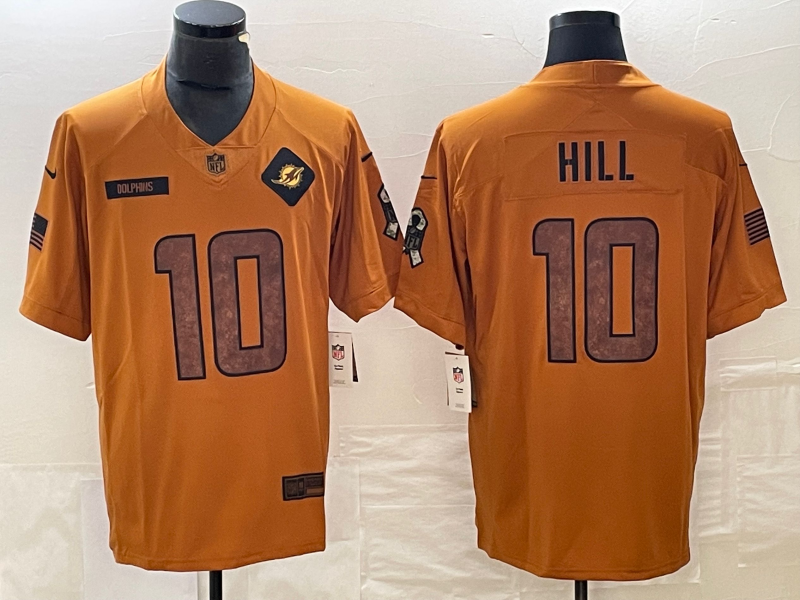 Men's Miami Dolphins Tyreek Hill #10 Brown 2023 Salute To Service Limited Jersey1 football jersey product view 1