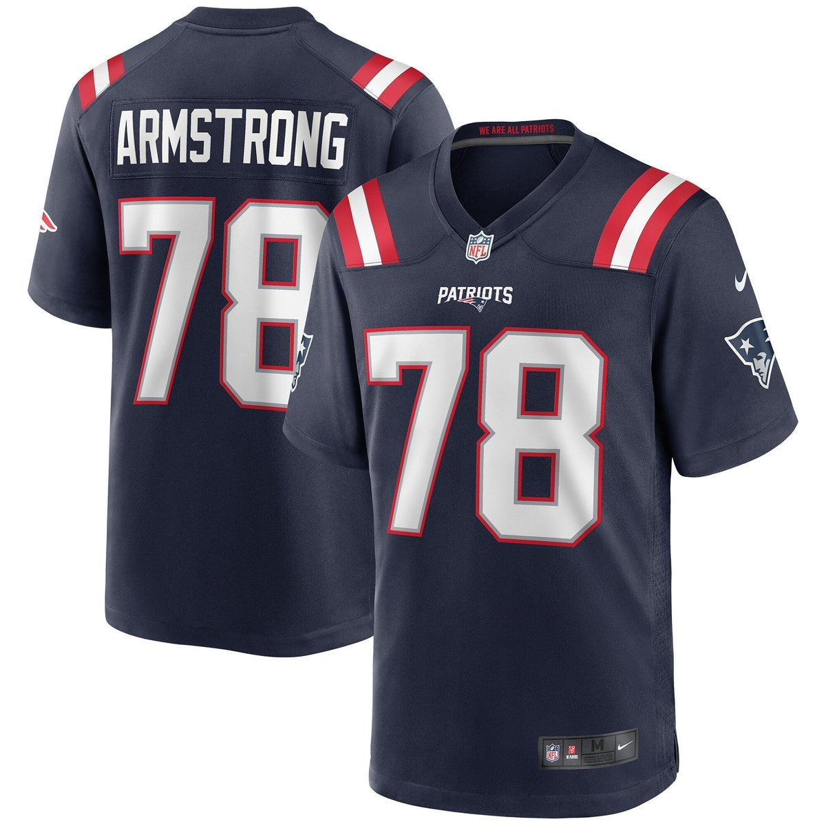 Bruce Armstrong New England Patriots Nike Game Retired Jersey - Navy football jersey product view 1
