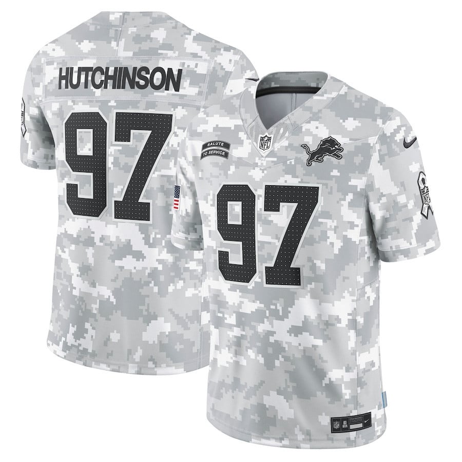 Aidan Hutchinson #97 Detroit Lions Arctic Camo Salute to Service Limited Jersey - National Football League 2024 football jersey product view 1