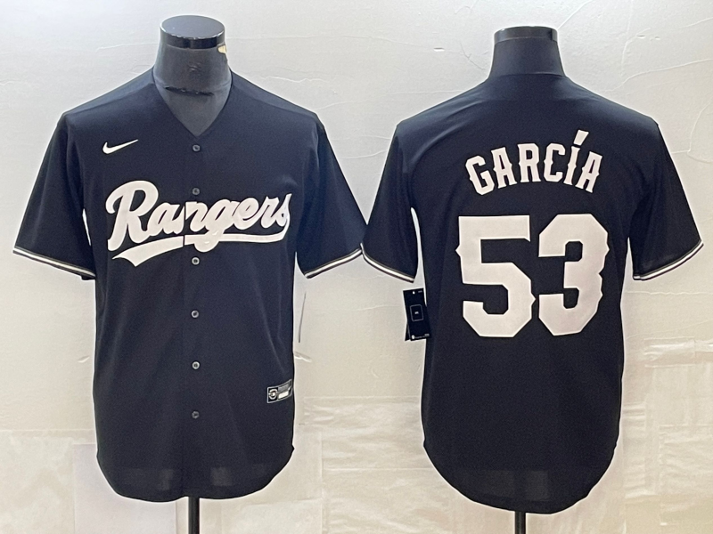 Men's Texas Rangers Adolis Garcia #53 Black Replica Player Jersey1 baseball jersey product view 1