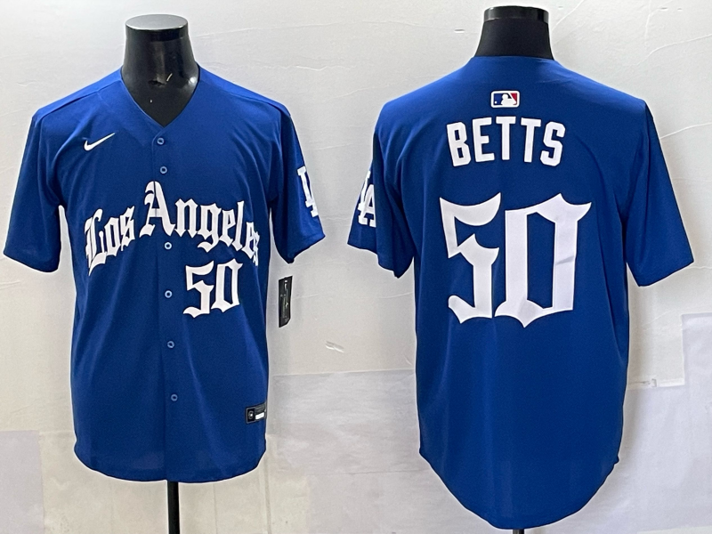 Men's Los Angeles Dodgers Mookie Betts #50 Royal Alternate Game Jersey baseball jersey product view 1