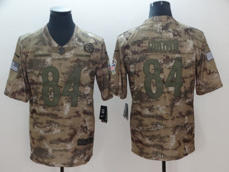 Men's Pittsburgh Steelers Antonio Brown #84 Camouflage Game Jersey1 football jersey product view 1