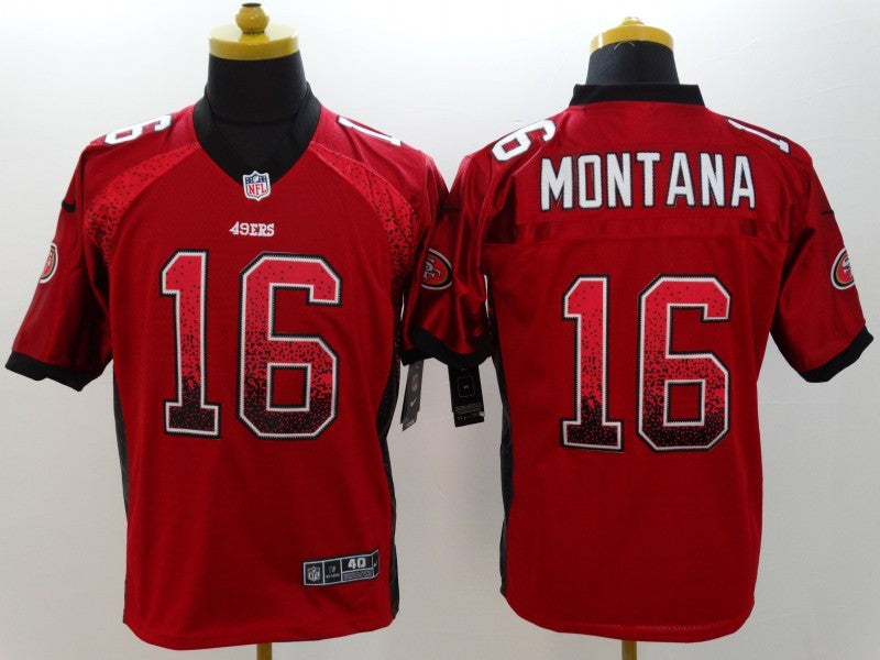 Men's San Francisco 49ers Joe Montana #16 Red Authentic Game Jersey1 football jersey product view 1