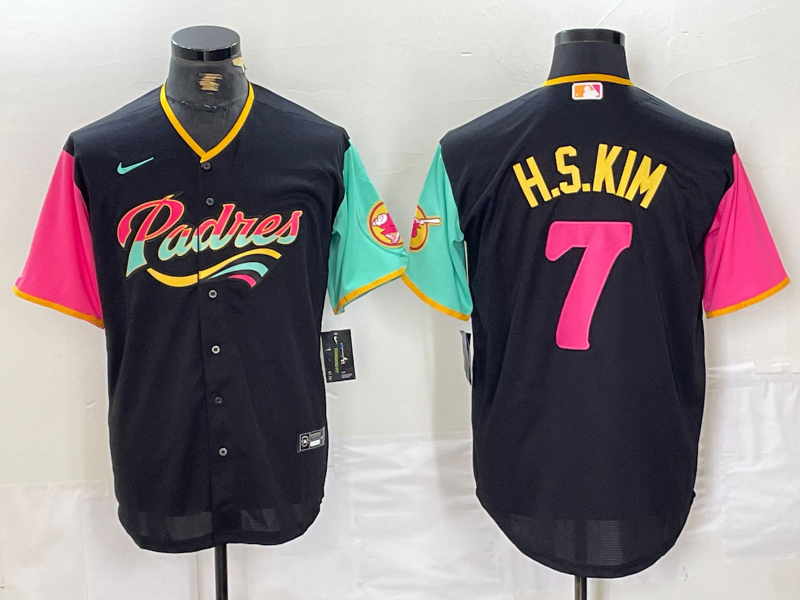 Men's San Diego Padres Ha-Seong Kim #7 Black City Connect Replica Player Jersey1 baseball jersey product view 1